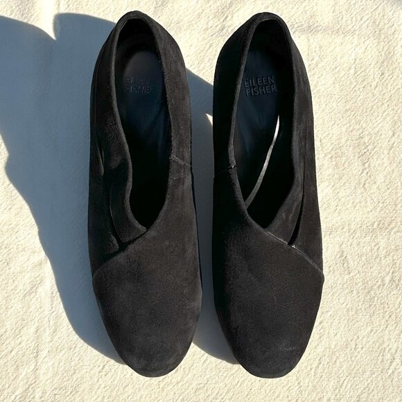 Eileen Fisher Peek Vero Cuoio Black Suede Shootie 9.5 - Picture 2 of 14